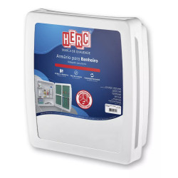 Armário Para Banheiro Branco e CInza Com Espelho Herc